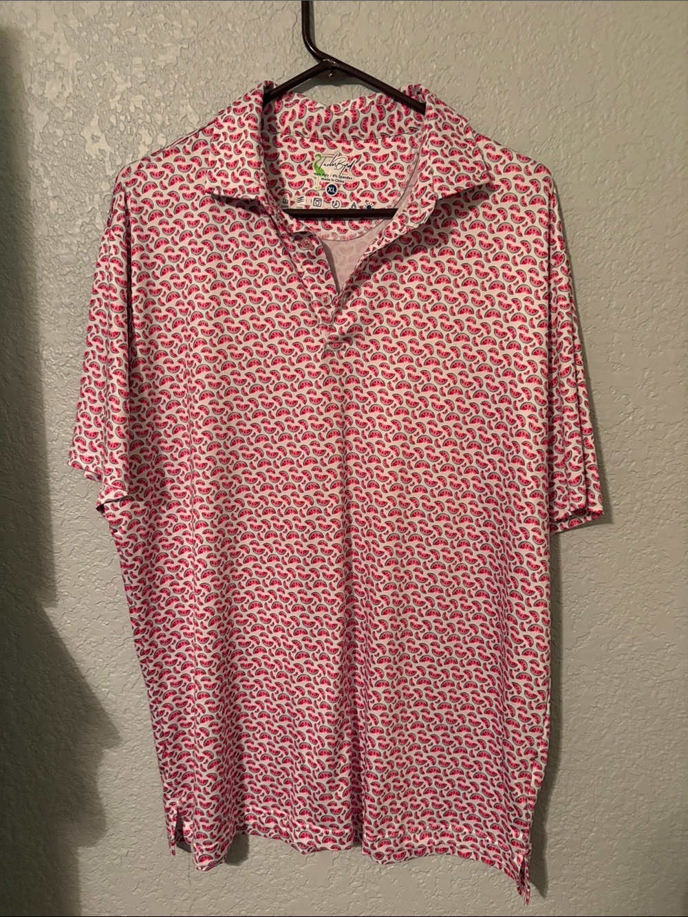 TailorByrd Men’s XL Watermelon Print Polo Golf Vacation Cruise wear